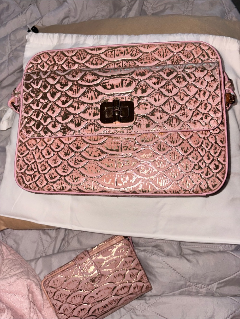 Brahmin Pink Cashmere Tenor Shea Crossbody Bag with Matching Hanna Wallet